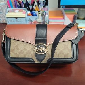 Coach Georgie Shoulder/Crossbody Bag in Colorblock Signature Canvas With Rivets